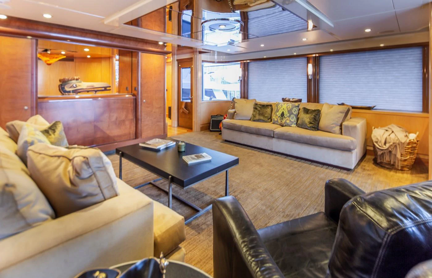 a living room with a couch and a coffee table aboard C JEWEL Yacht for Sale