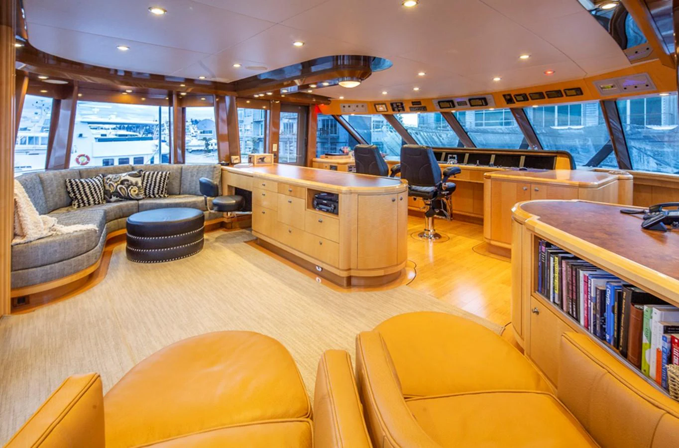 a living room with a couch and a table aboard C JEWEL Yacht for Sale
