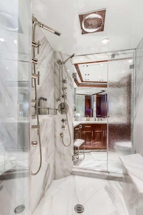 a shower unit in a bathroom aboard OUR HERITAGE Yacht for Sale