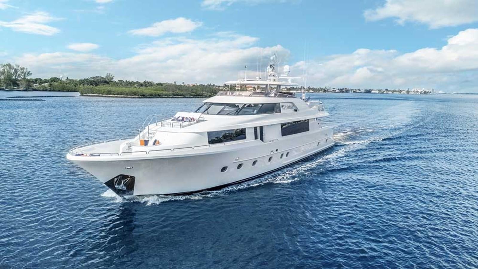 a white yacht on the water aboard OUR HERITAGE Yacht for Sale