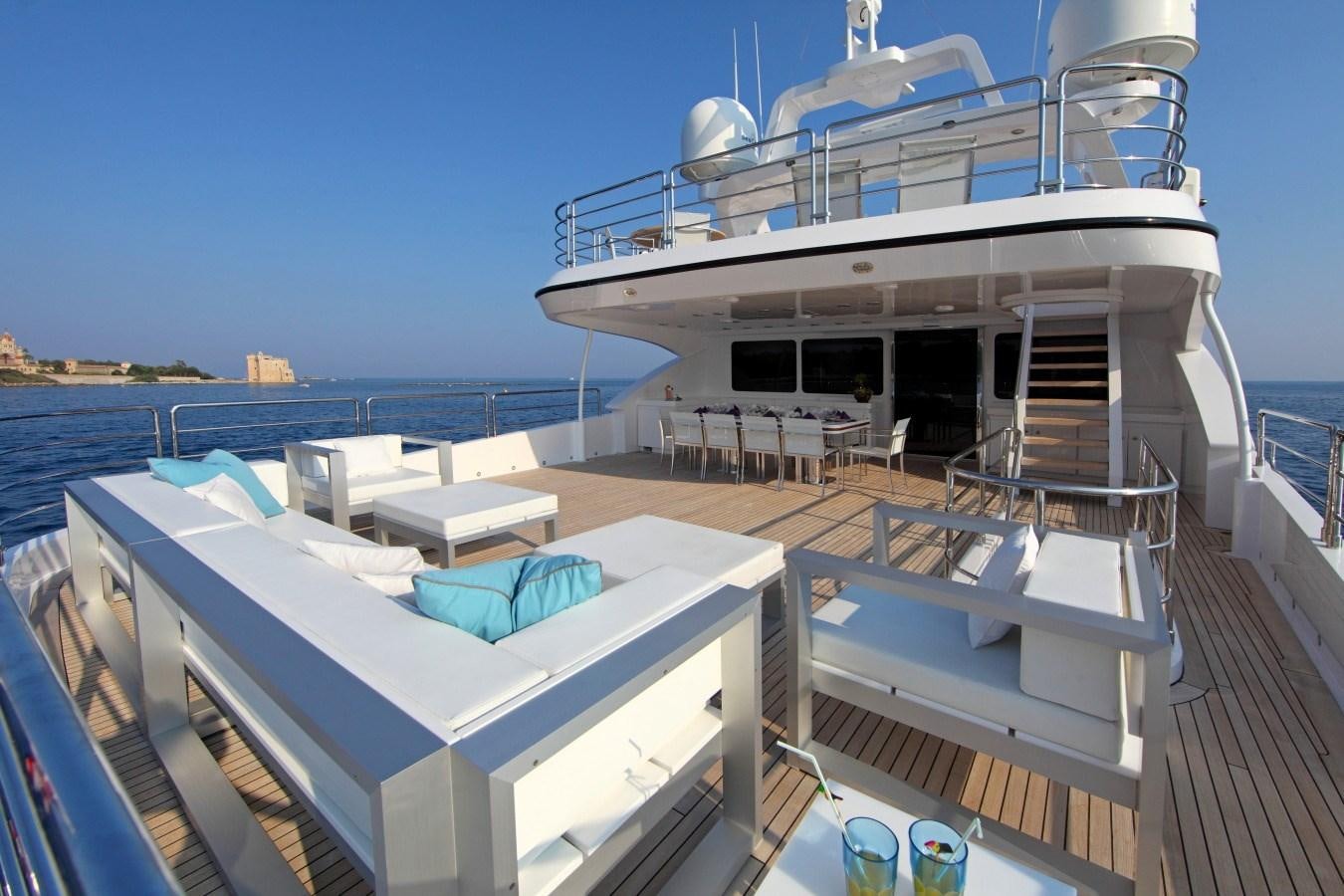 a boat on a deck aboard SEA SHELL Yacht for Sale