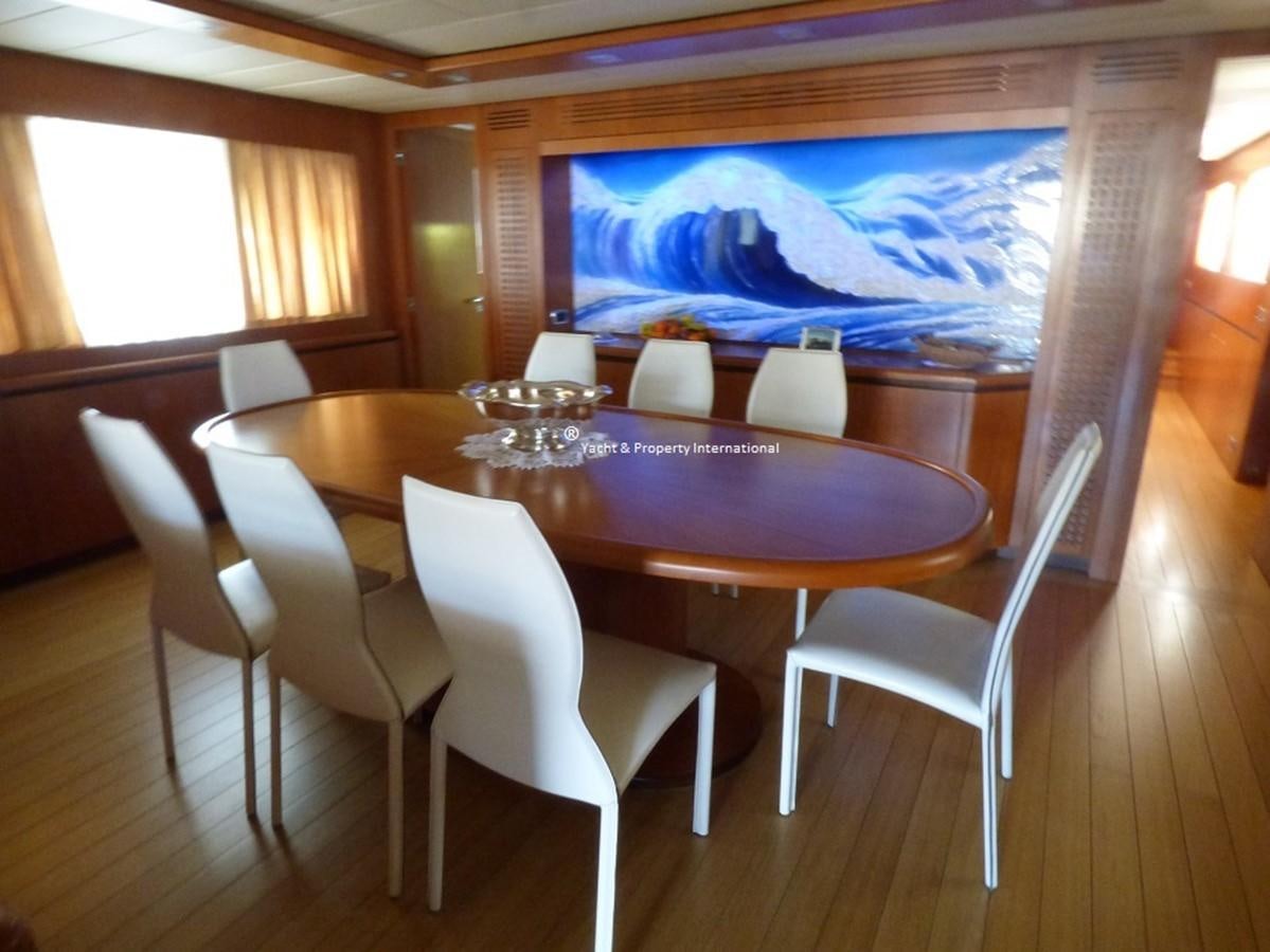 a table with chairs around it aboard BENETTI STYLE Yacht for Sale