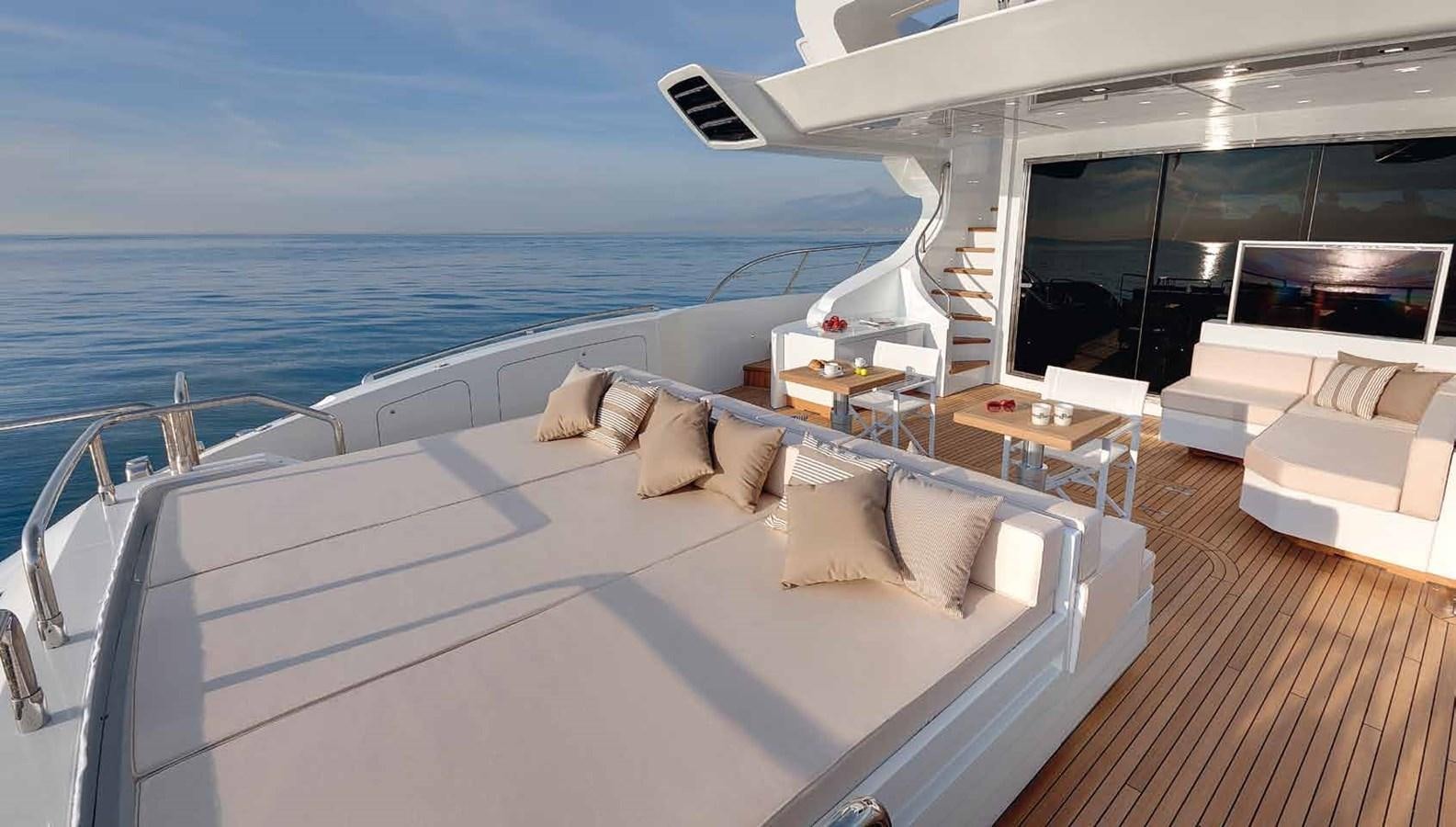 a large white bed on a boat aboard AXTANA Yacht for Sale