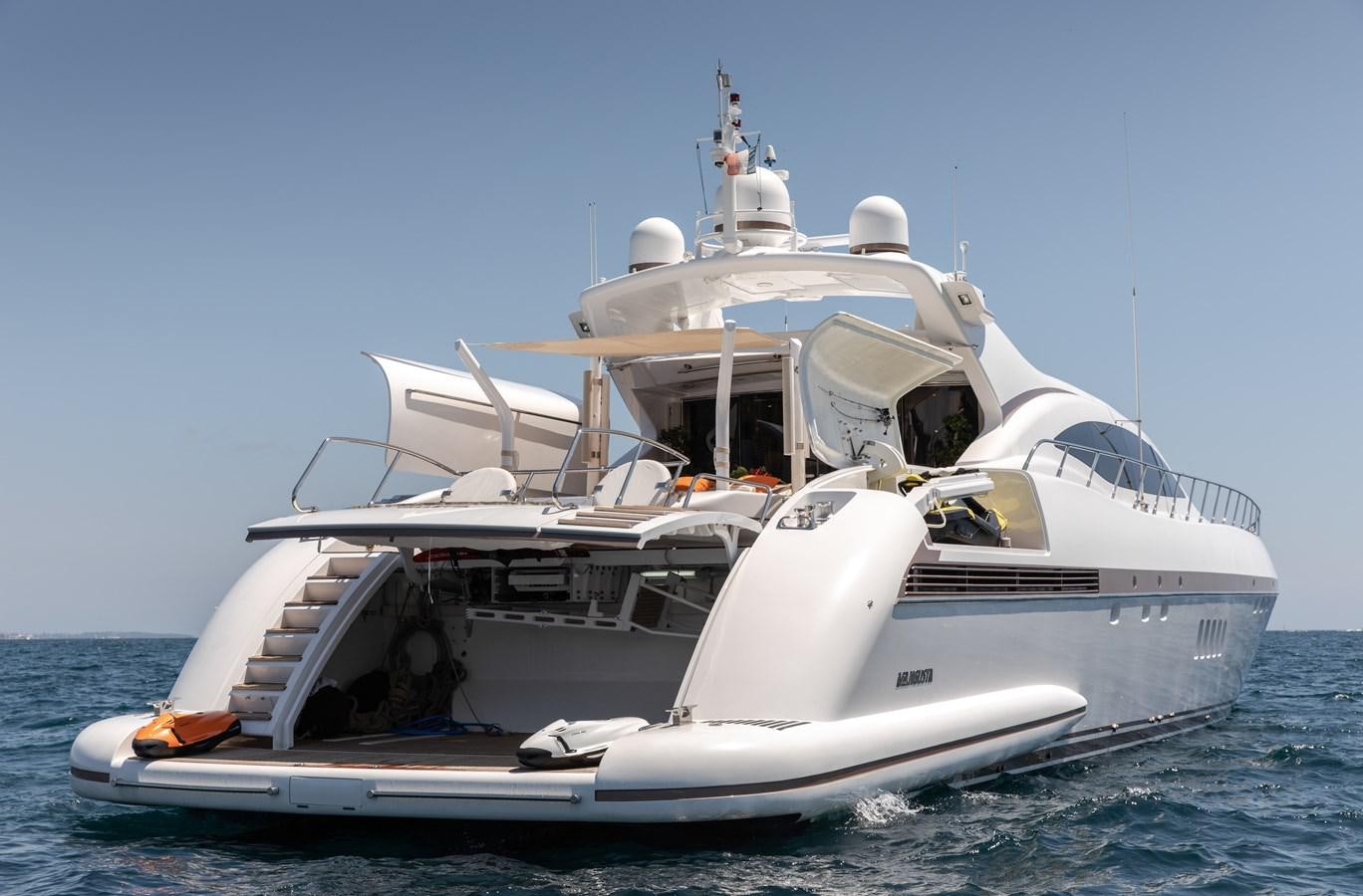 a white yacht in the water aboard FATAMORGANA Yacht for Sale