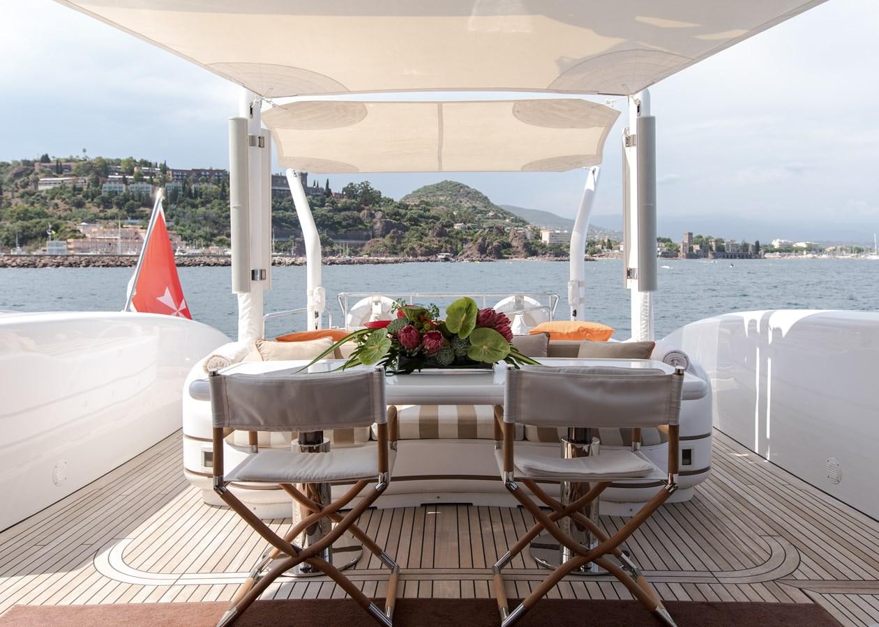 a table on a boat aboard FATAMORGANA Yacht for Sale