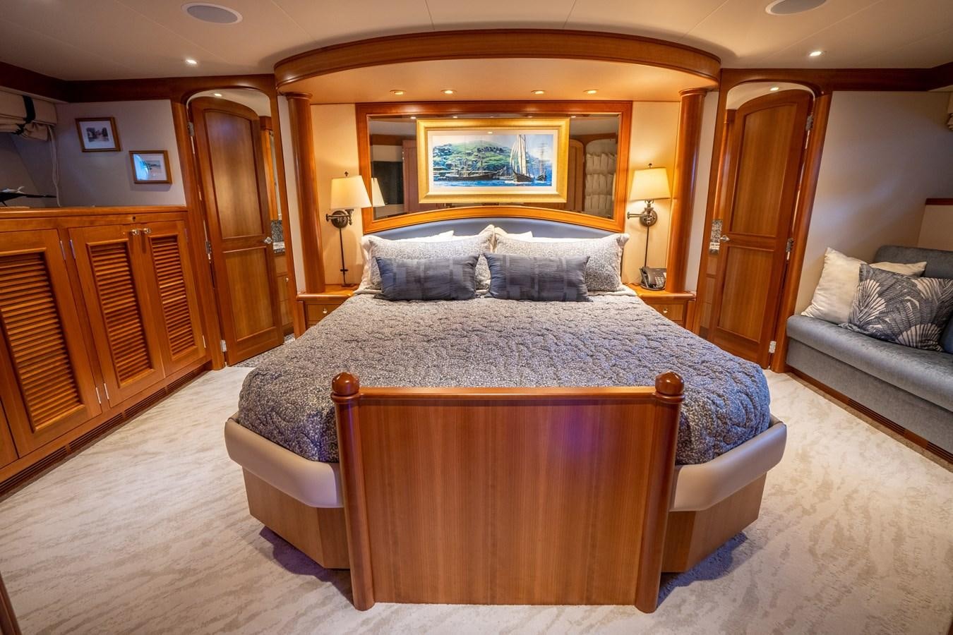 a bed in a hotel room aboard FREE SPIRIT Yacht for Sale