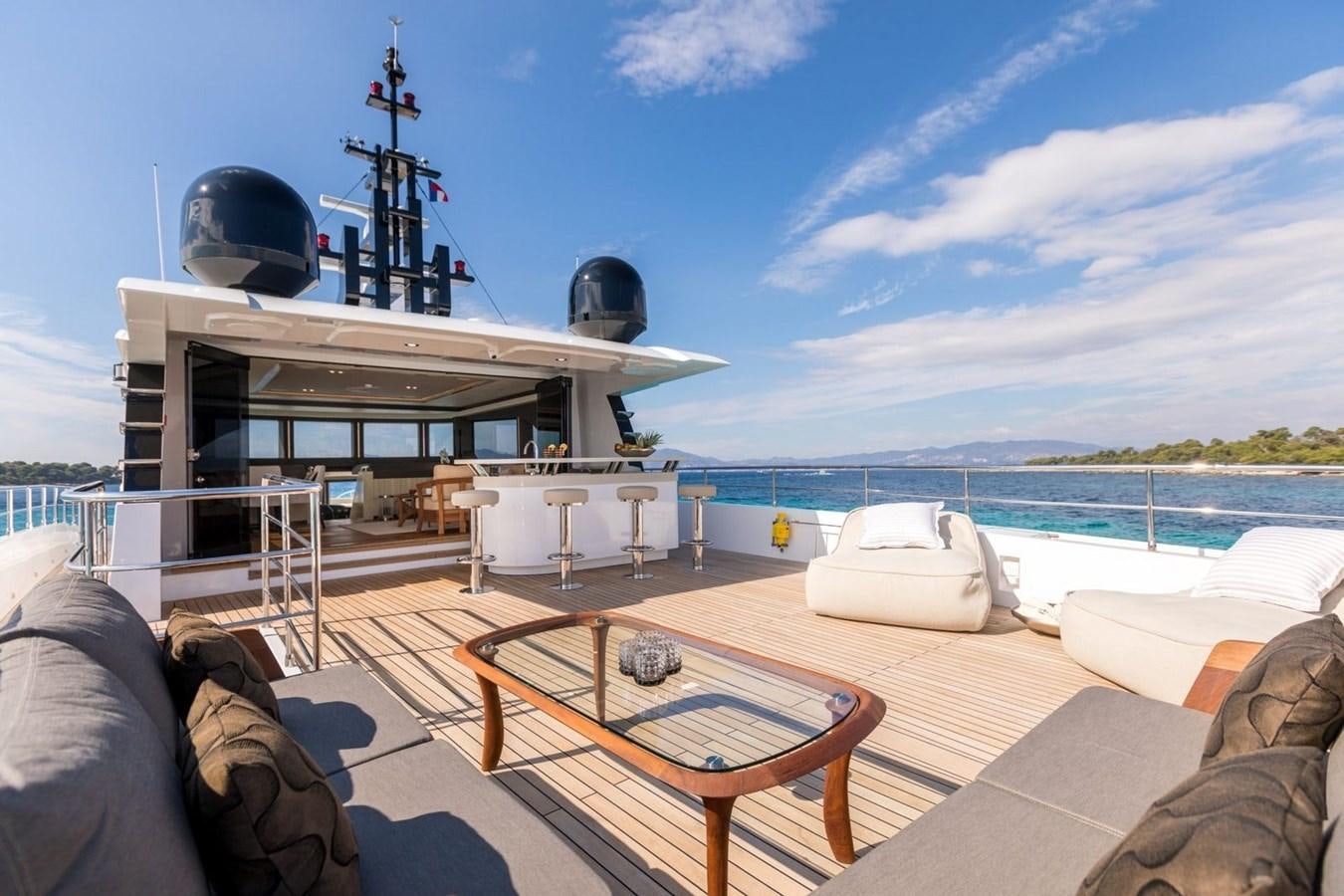 a boat on a deck aboard BARBARA Yacht for Sale