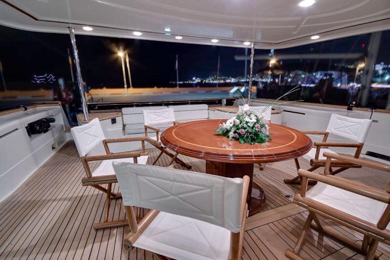 a room with tables and chairs aboard GIHRAMAR Yacht for Sale