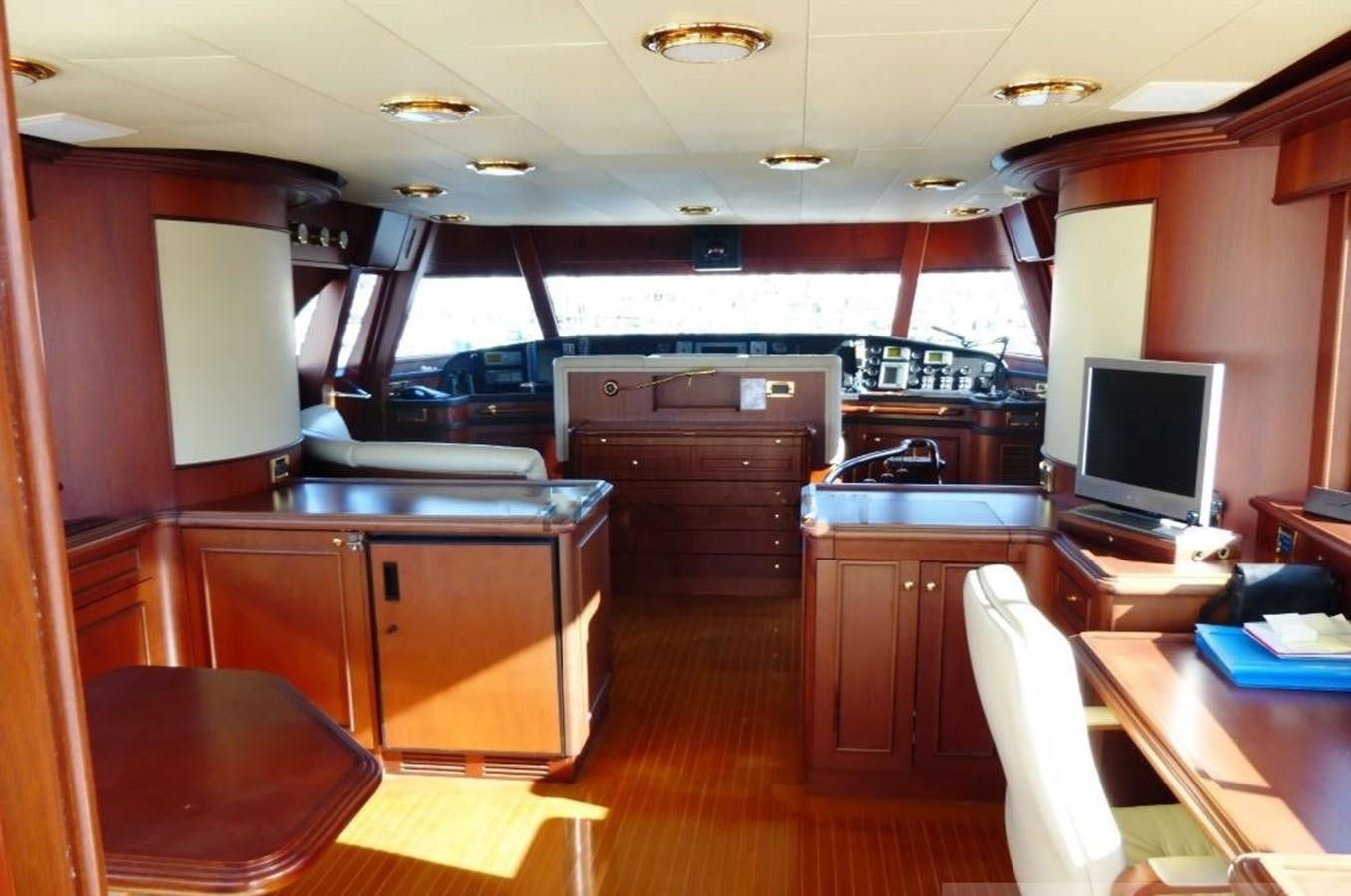 a room with a desk and a tv aboard GIHRAMAR Yacht for Sale