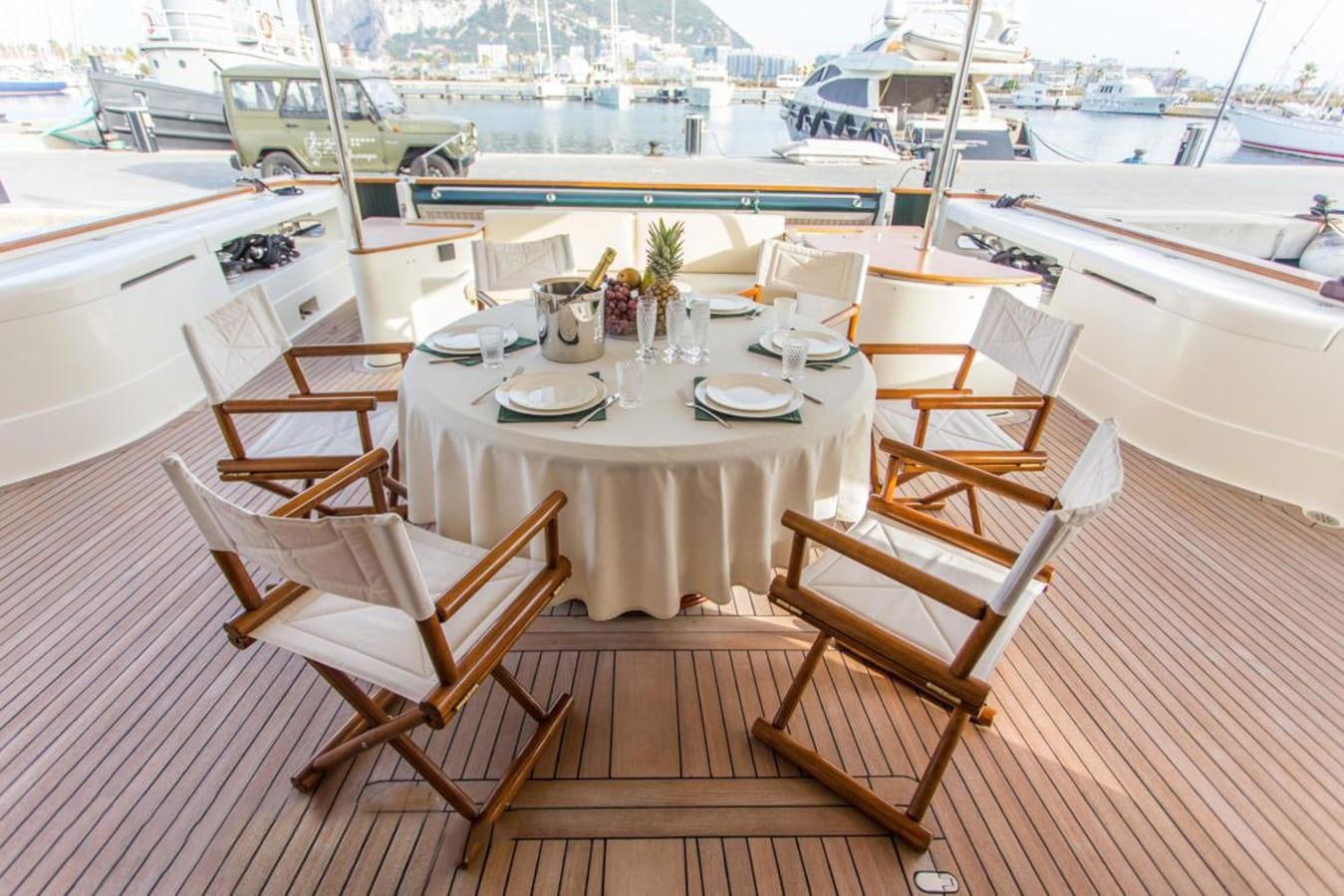 a table set for a meal on a boat aboard GIHRAMAR Yacht for Sale