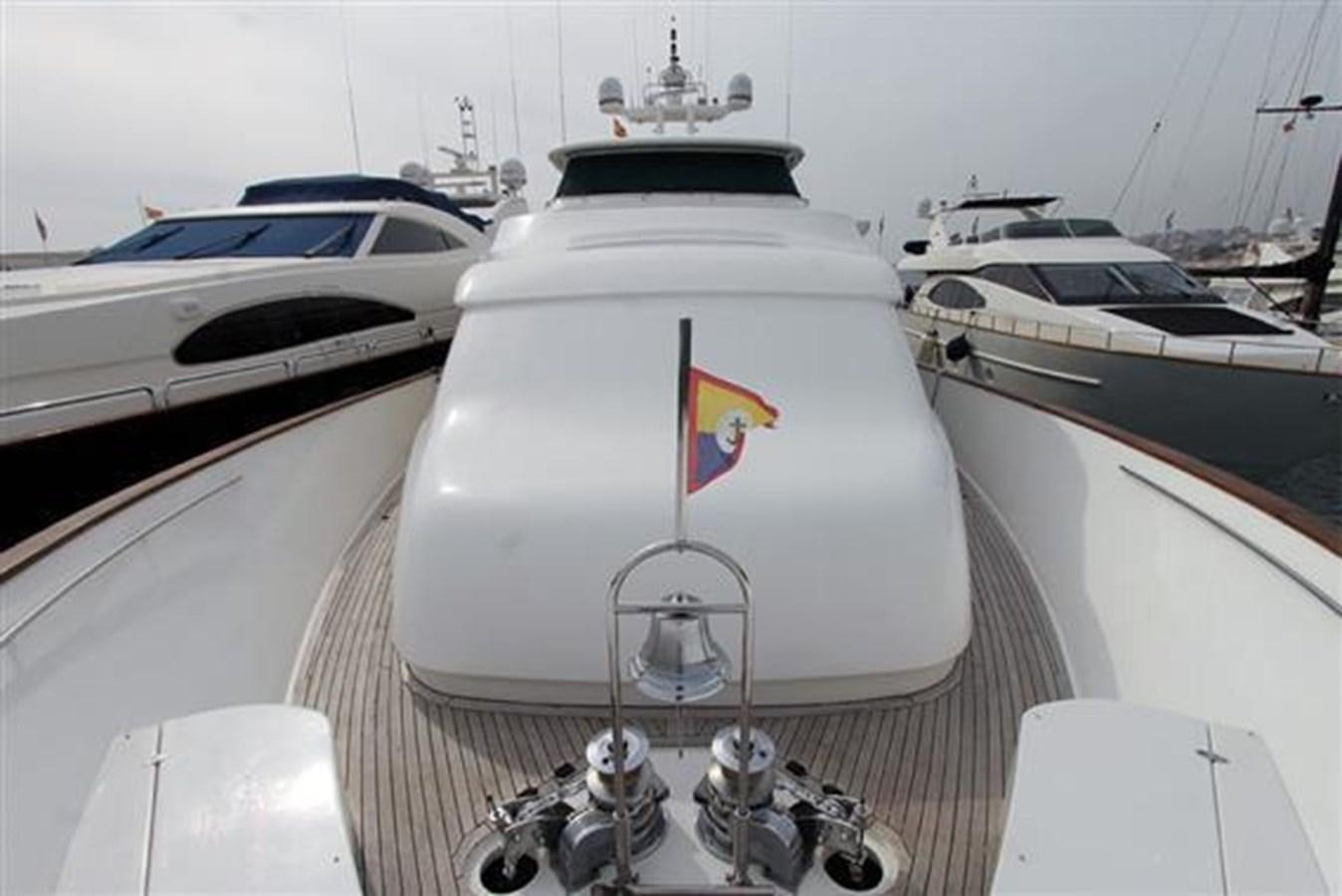 a boat with a flag on the front aboard GIHRAMAR Yacht for Sale
