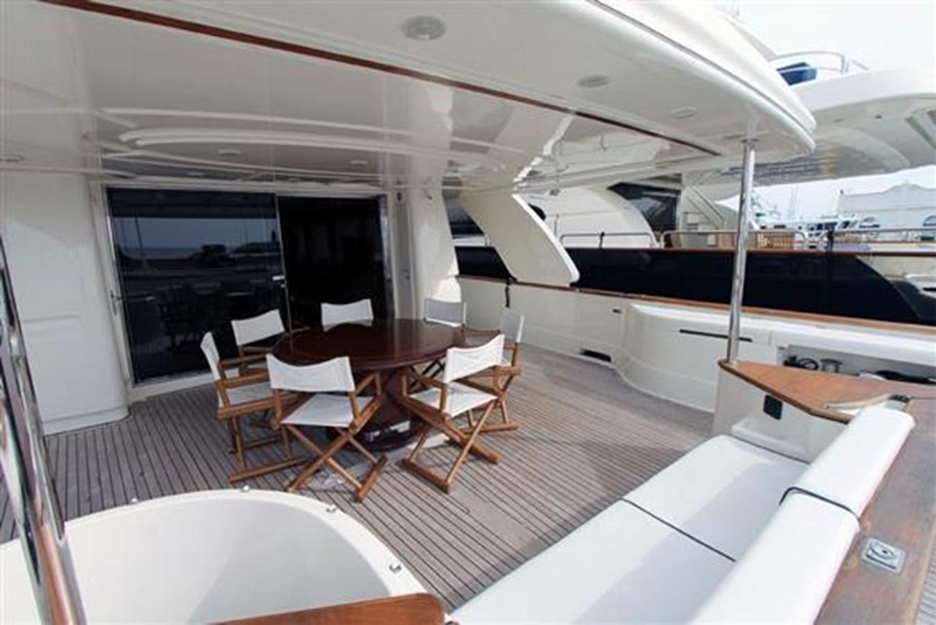 a room with tables and chairs aboard GIHRAMAR Yacht for Sale