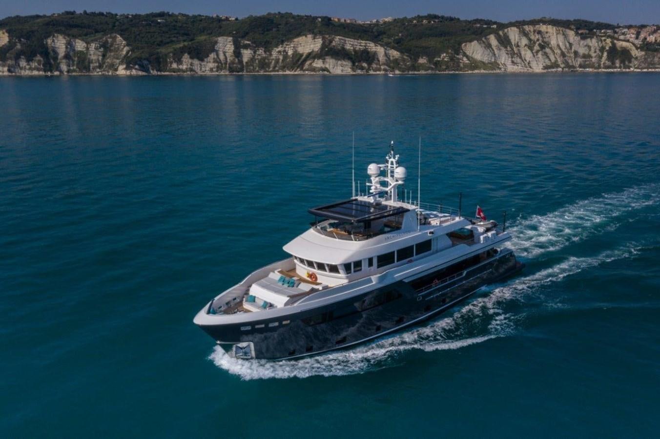 a boat on the water aboard DARWIN CLASS 102 Yacht for Sale