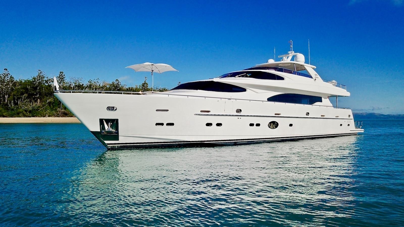 a white yacht in the water aboard EUPHORIA Yacht for Sale