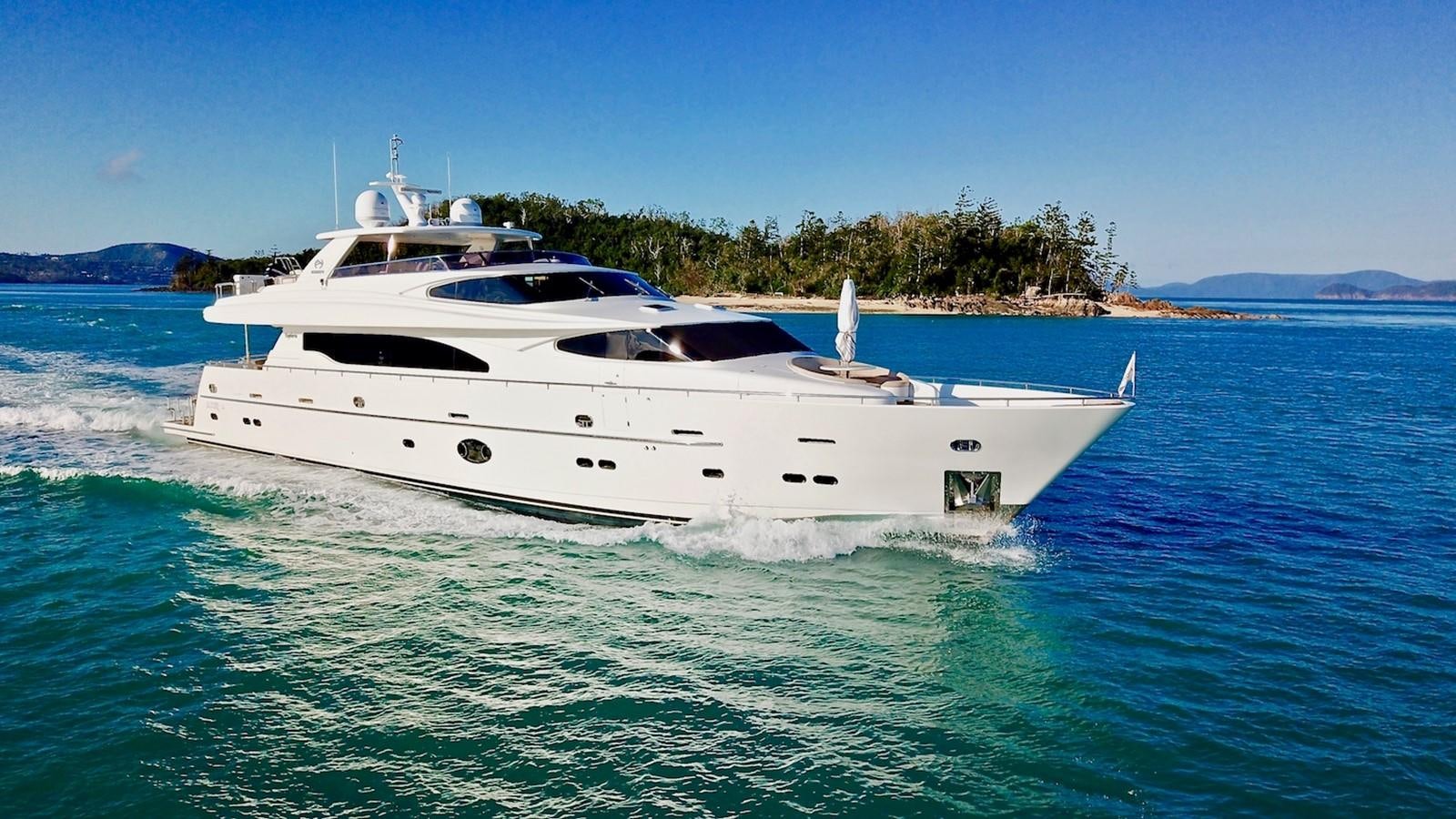 a white yacht in the water aboard EUPHORIA Yacht for Sale