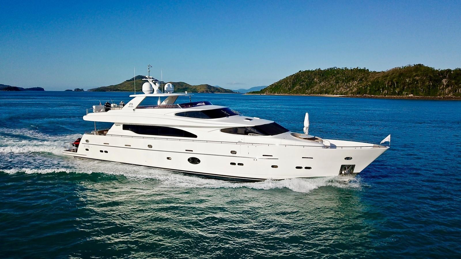 a white yacht on the water aboard EUPHORIA Yacht for Sale