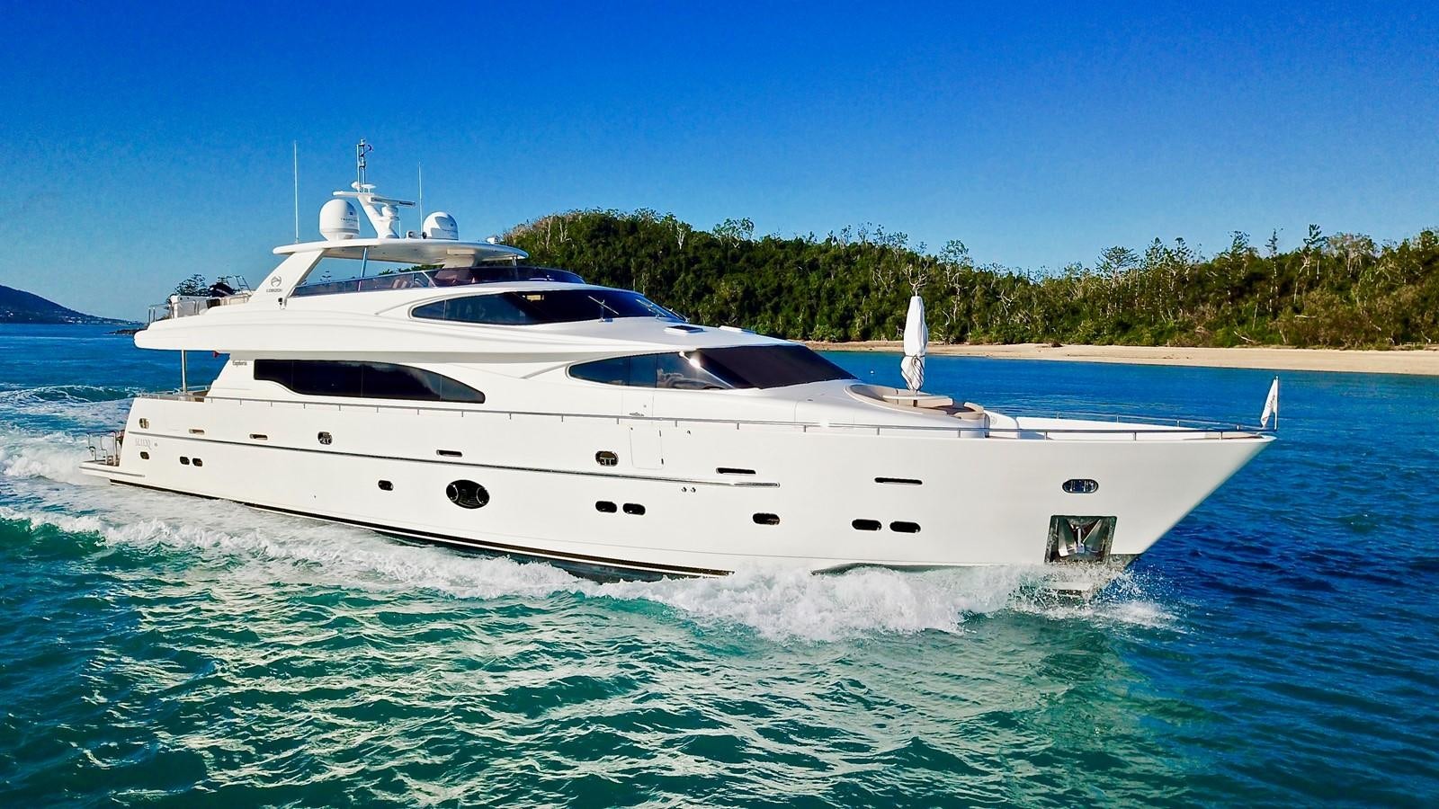 a white yacht on the water aboard EUPHORIA Yacht for Sale