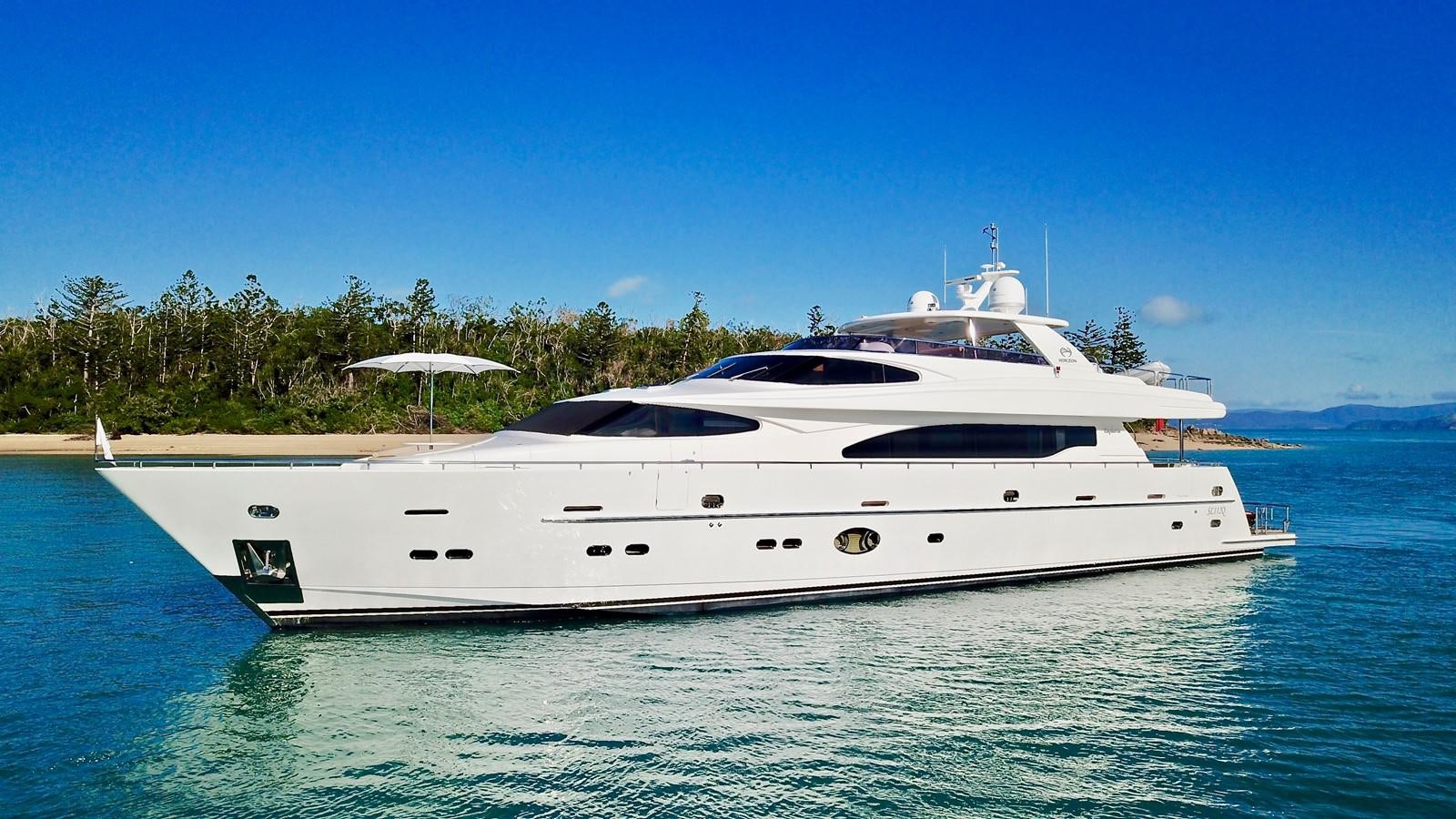 a white yacht on the water aboard EUPHORIA Yacht for Sale