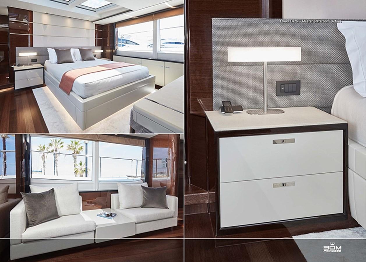 a room with a bed and a desk aboard PRINCESS 30M Yacht for Sale