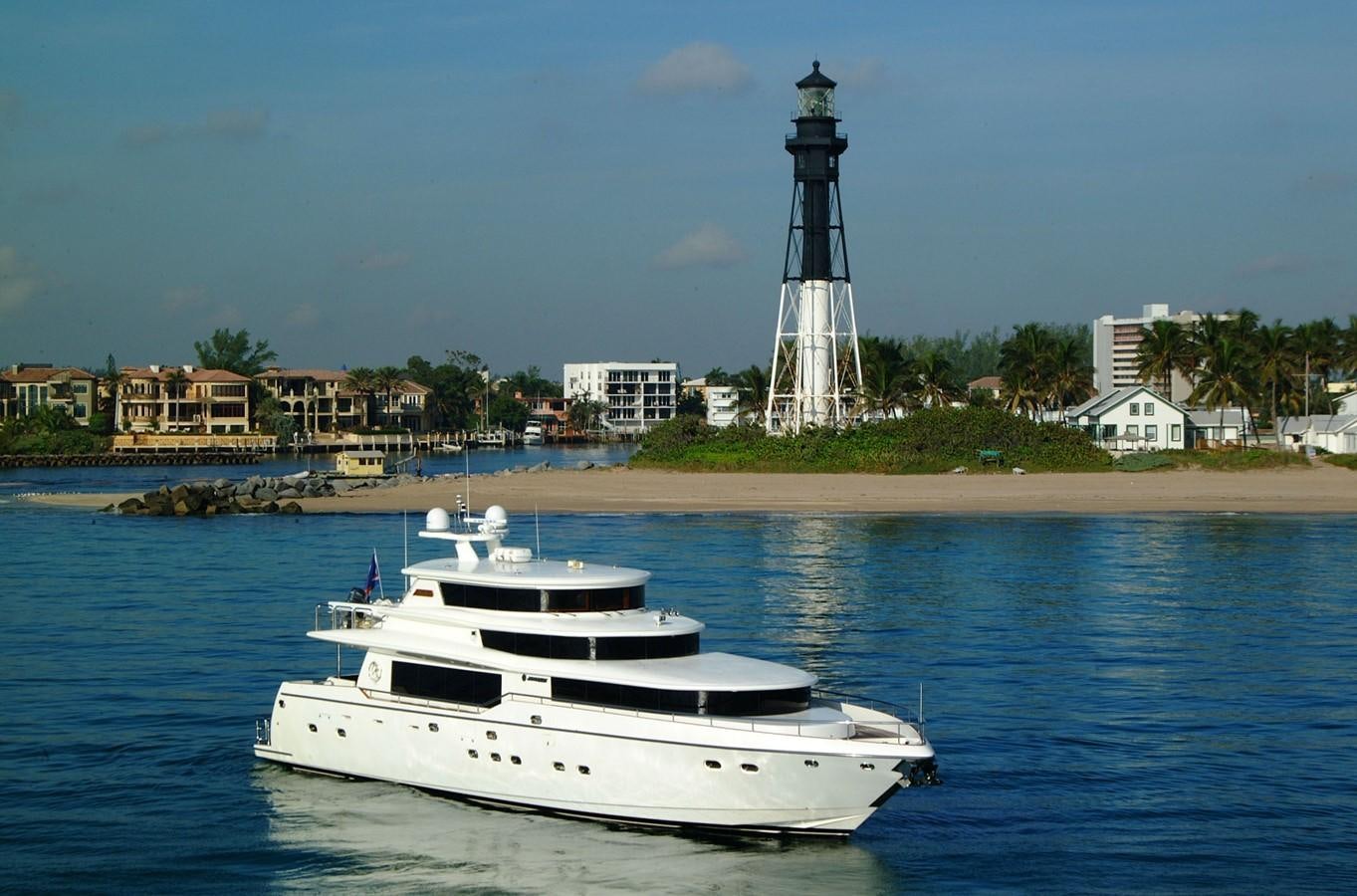 a boat in the water aboard JOHNSON 93 SKYLOUNGE Yacht for Sale