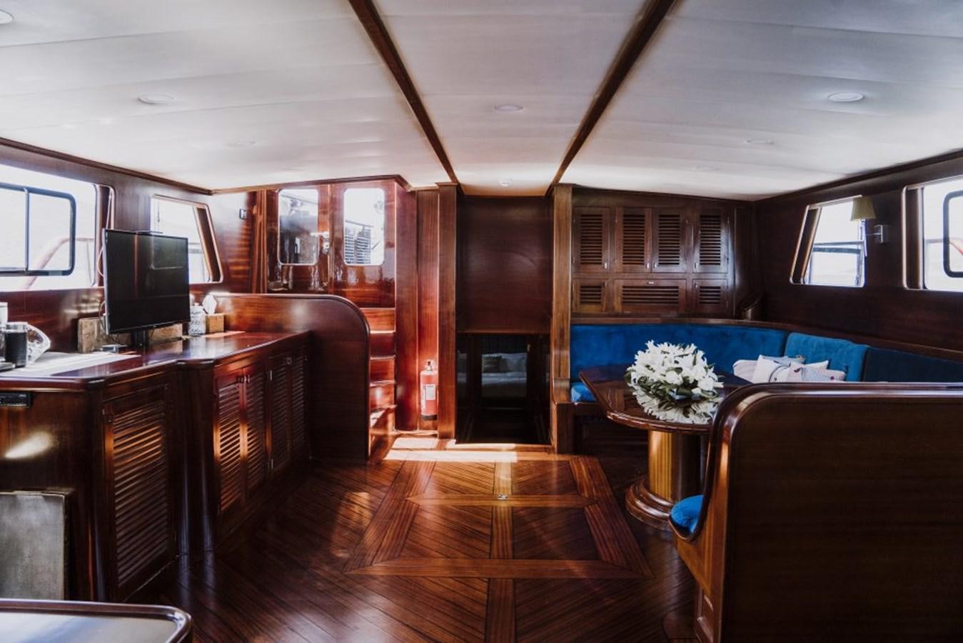 a room with a wood floor and a wood floor aboard CAPRICORN 1 Yacht for Sale