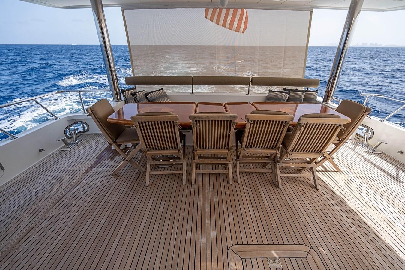 a boat with a table and chairs on it aboard ROXY MARIA Yacht for Sale