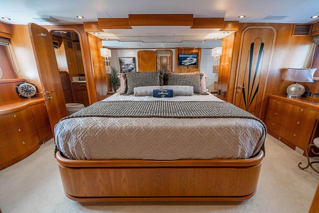 a bed in a room aboard ROXY MARIA Yacht for Sale