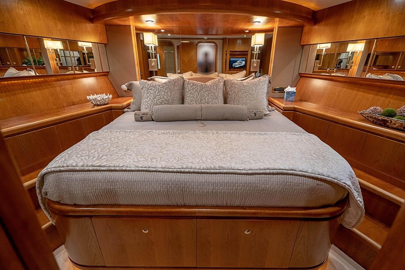 a large bed in a room aboard ROXY MARIA Yacht for Sale