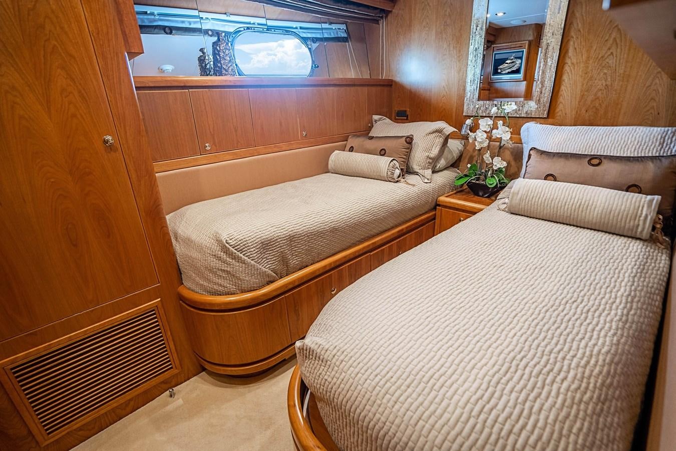 a room with two beds aboard ROXY MARIA Yacht for Sale