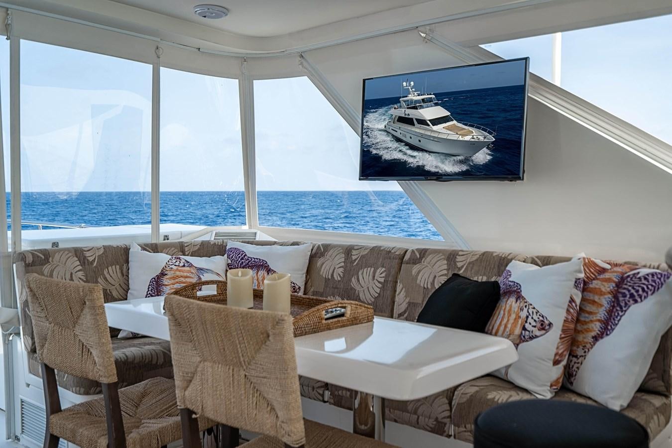 a living room with a large window aboard ROXY MARIA Yacht for Sale