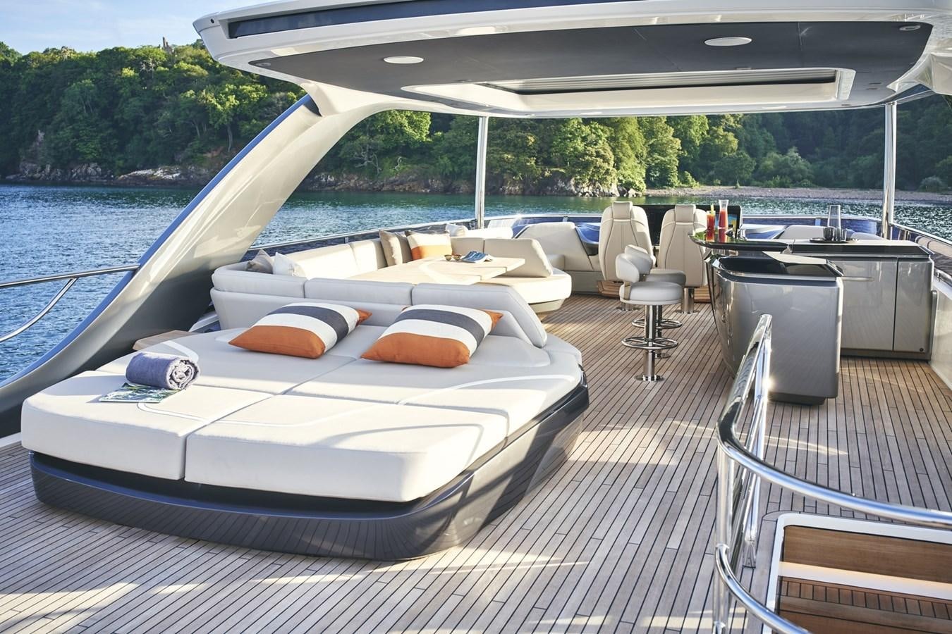 a boat on a deck aboard PRINCESS Y85/504 Yacht for Sale