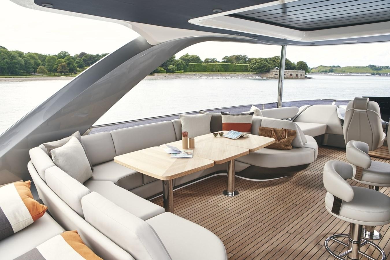 a table and chairs on a boat aboard PRINCESS Y85/504 Yacht for Sale