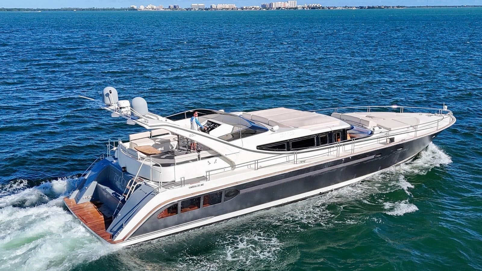 a white yacht on the water aboard ZOOOM Yacht for Sale