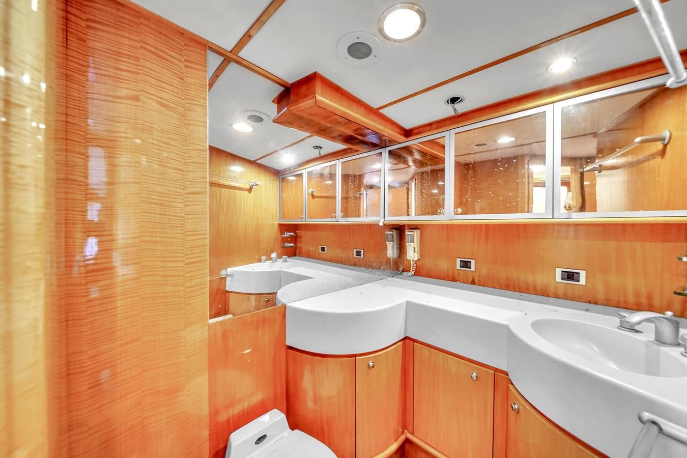 a bathroom with a large countertop aboard ZOOOM Yacht for Sale