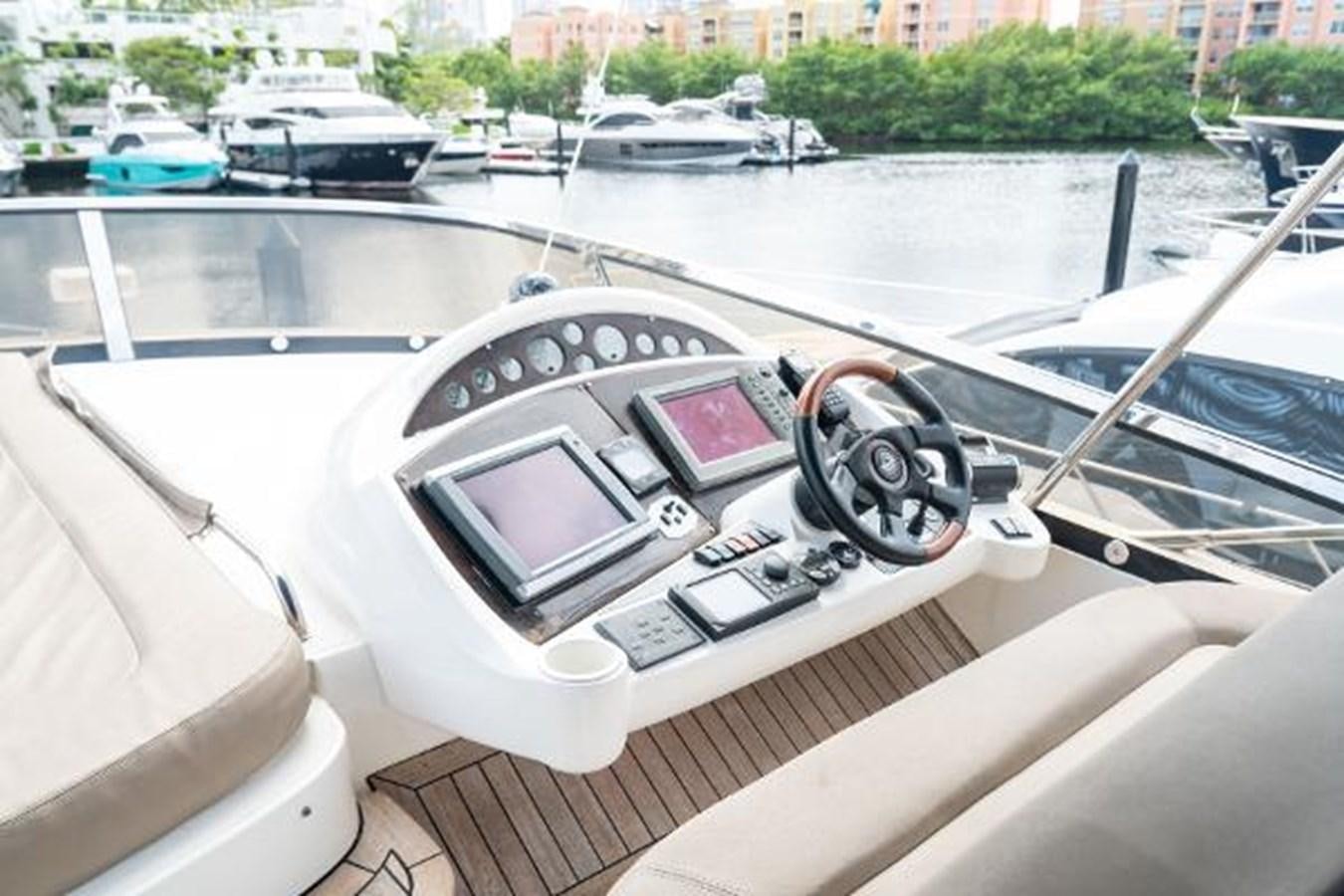 a steering wheel on a boat aboard SOLE MIO Yacht for Sale