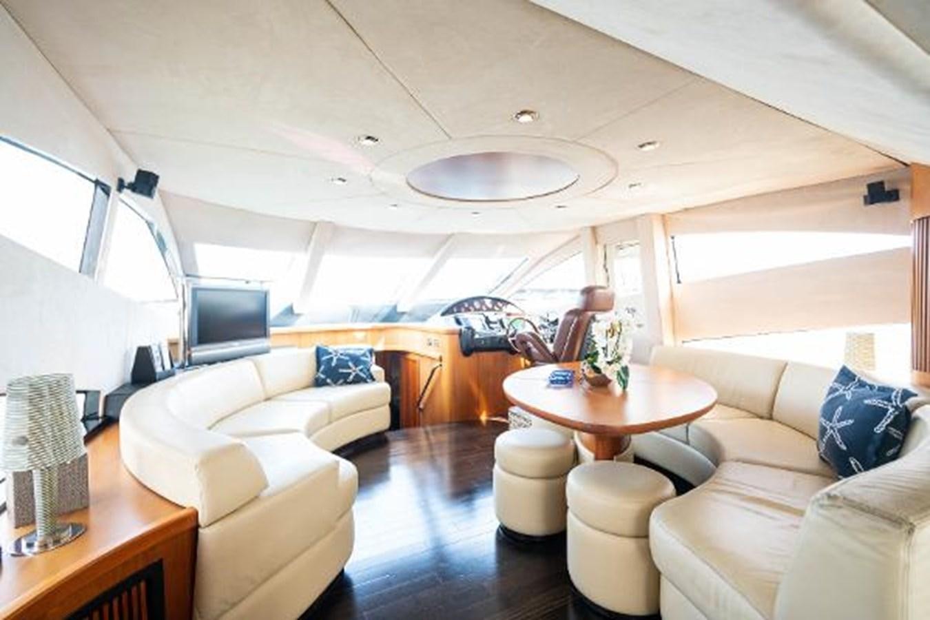 a living room with a large window aboard SOLE MIO Yacht for Sale