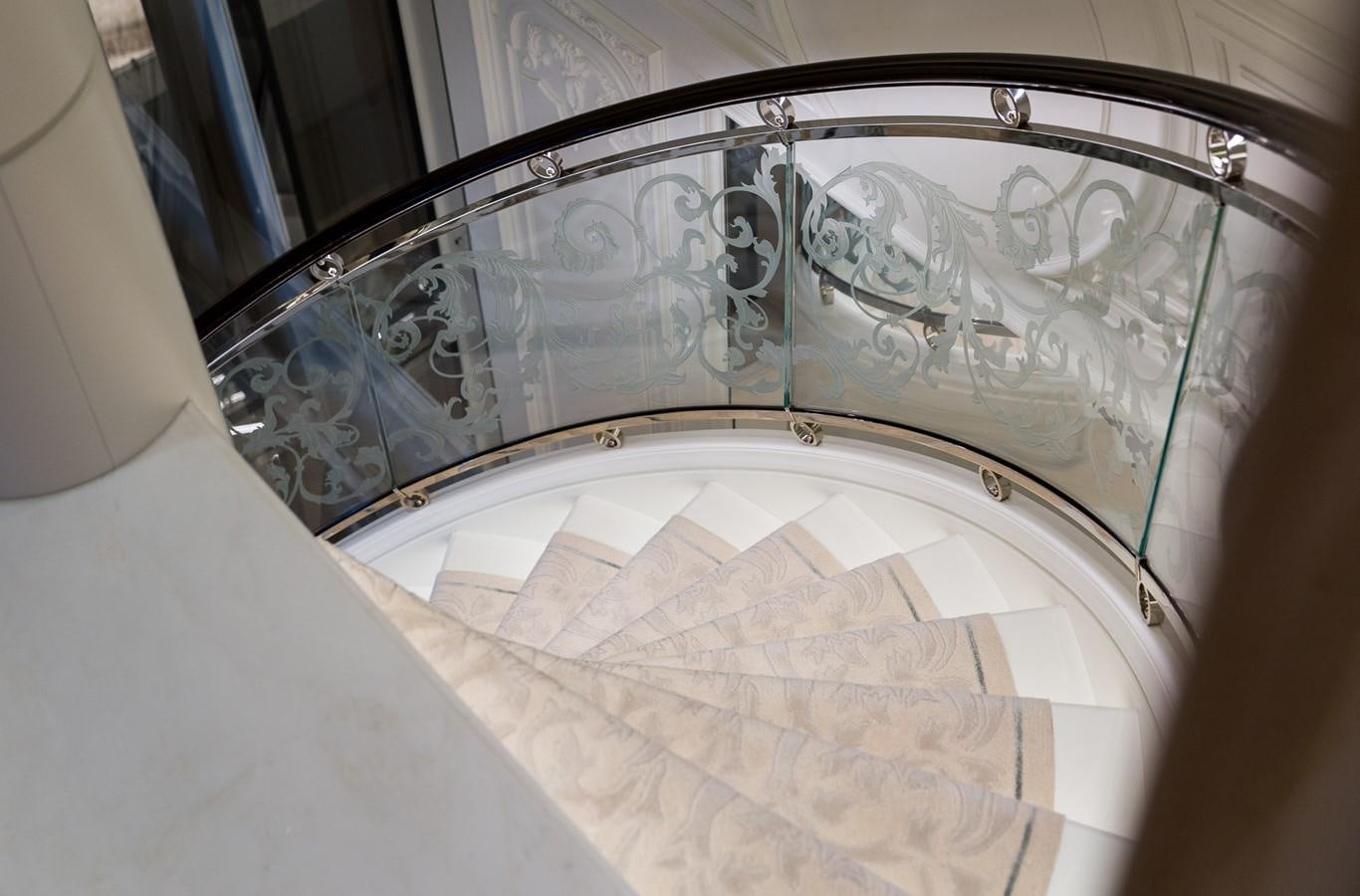 a glass ceiling with a glass ceiling aboard PLVS VLTRA Yacht for Sale