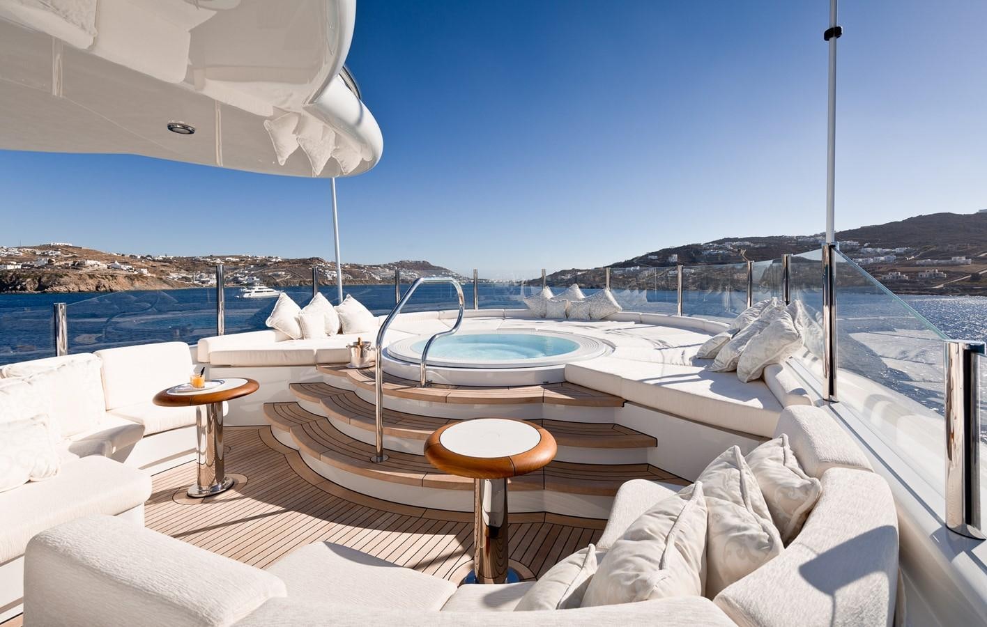 a boat on a deck aboard PLVS VLTRA Yacht for Sale