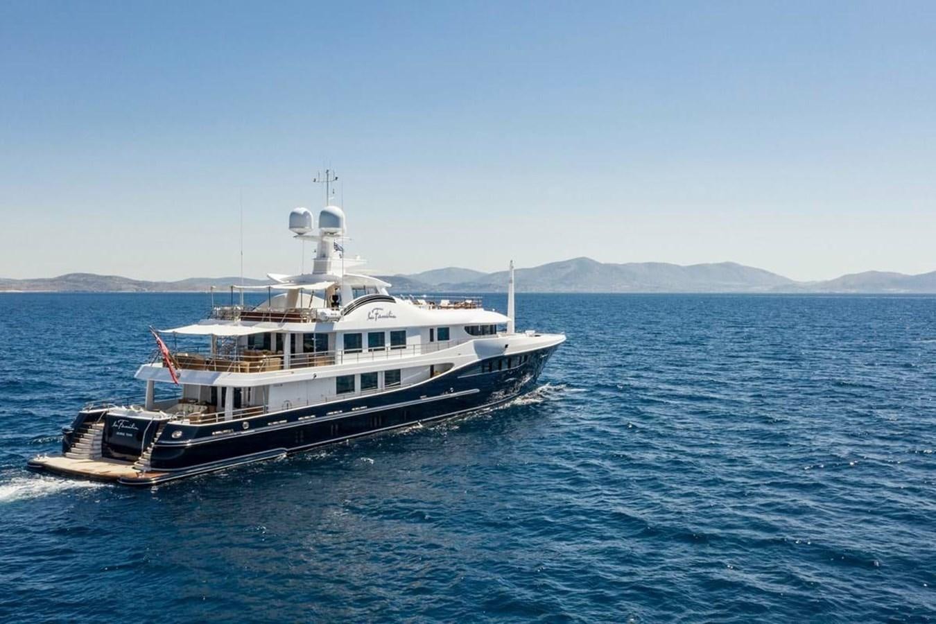 a boat in the water aboard LA FAMILIA Yacht for Sale