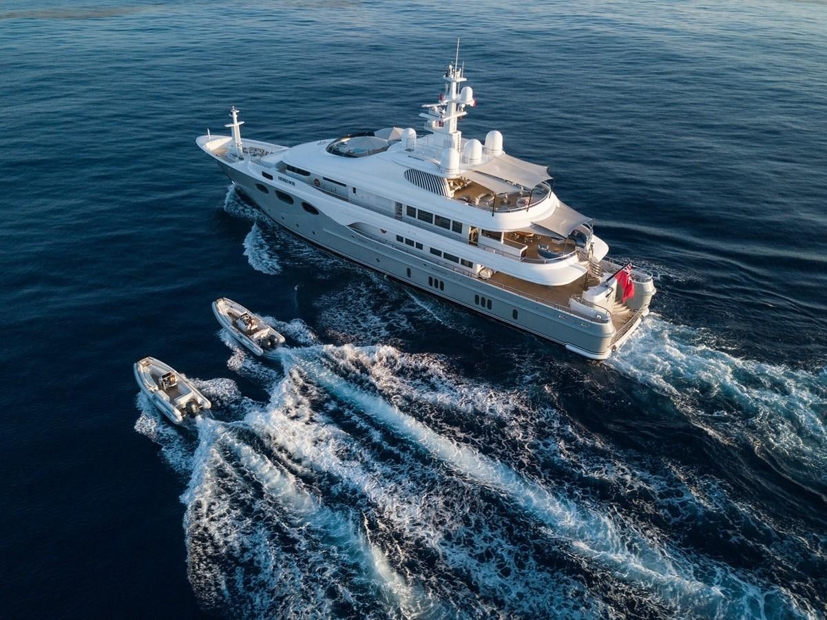 a boat on the water aboard FORTUNATE SUN Yacht for Sale