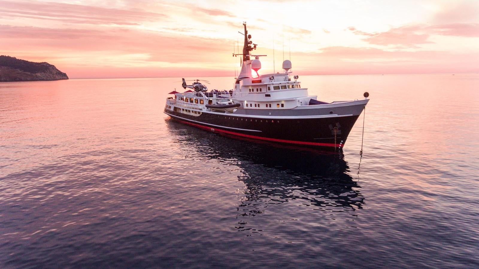 a boat in the water aboard ITASCA Yacht for Sale
