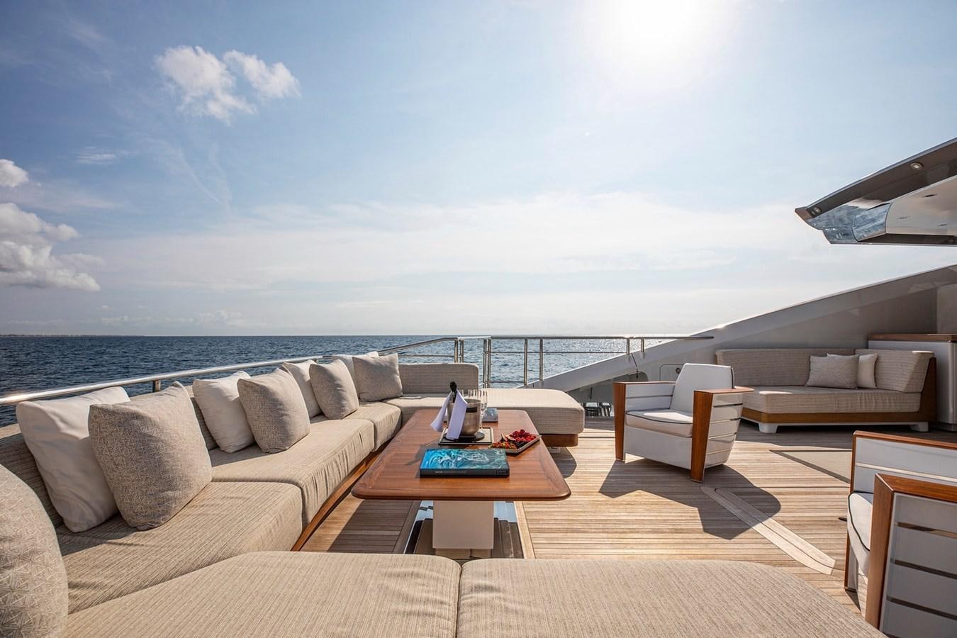 a living room with a large body of water aboard SANAM Yacht for Sale