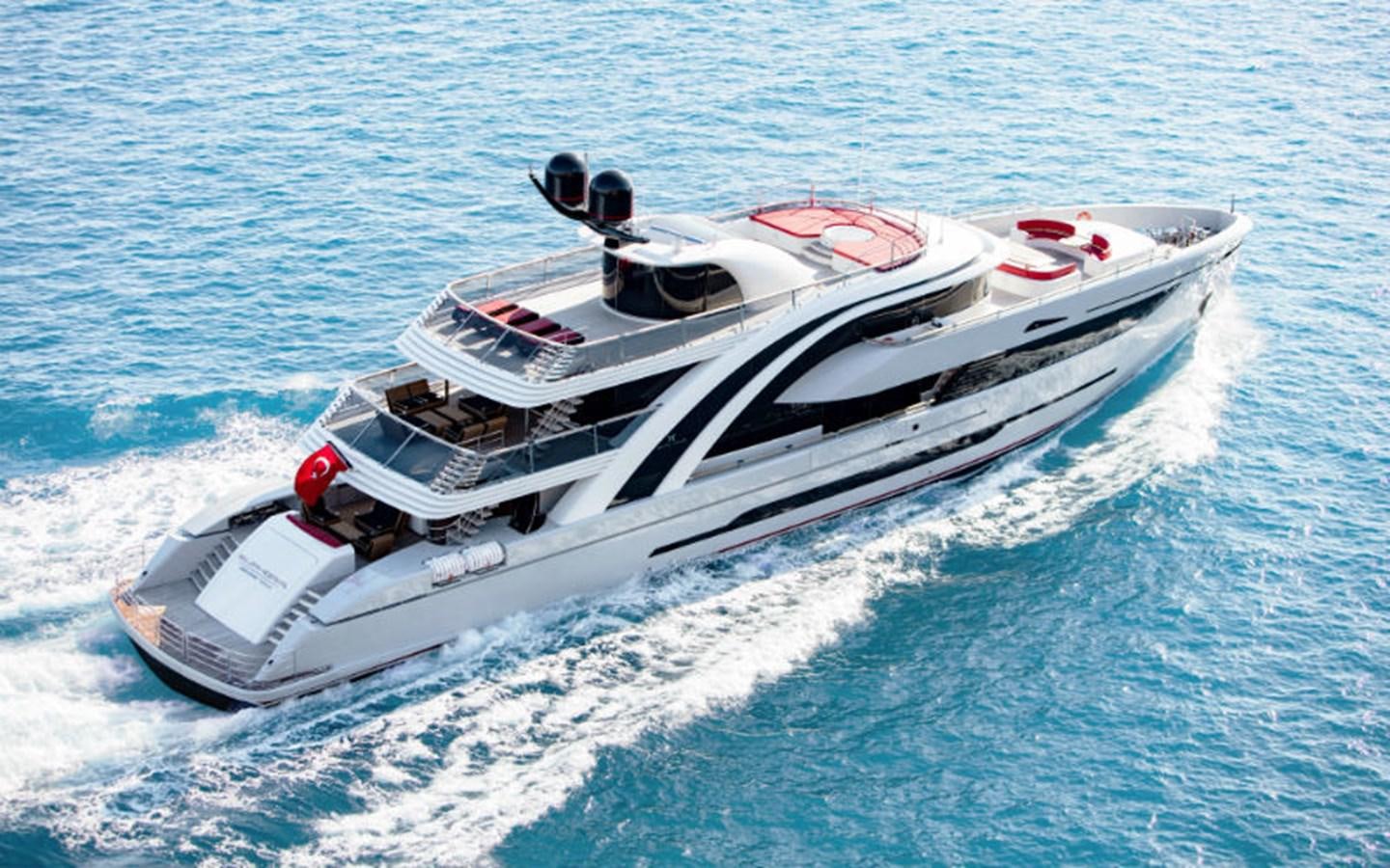 a white and black boat aboard EUPHORIA Yacht for Sale