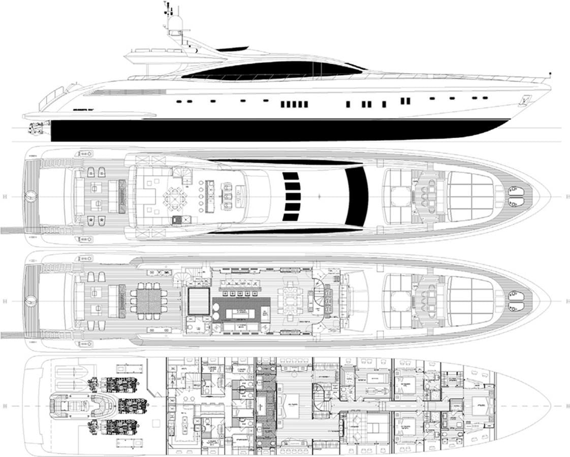 diagram, engineering drawing aboard APRICITY Yacht for Sale