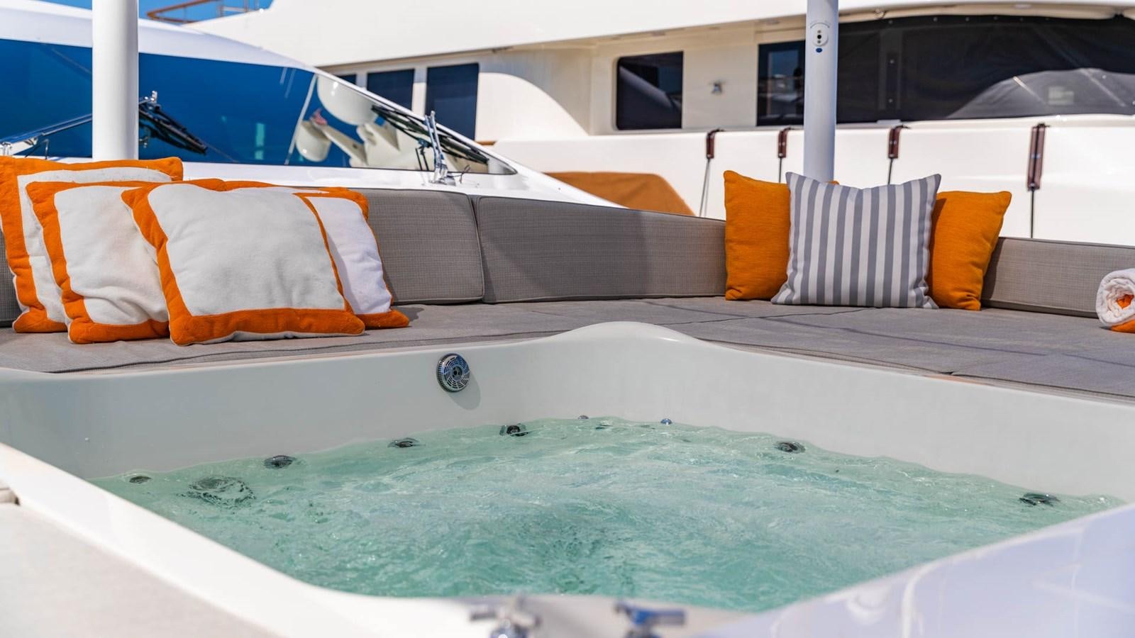a boat with pillows aboard APRICITY Yacht for Sale