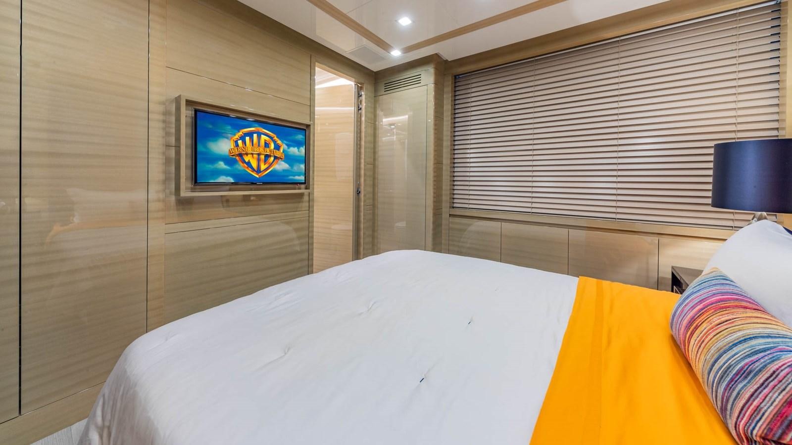 a bed in a room aboard APRICITY Yacht for Sale