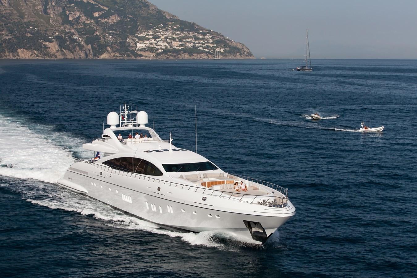 a white yacht on the water aboard APRICITY Yacht for Sale