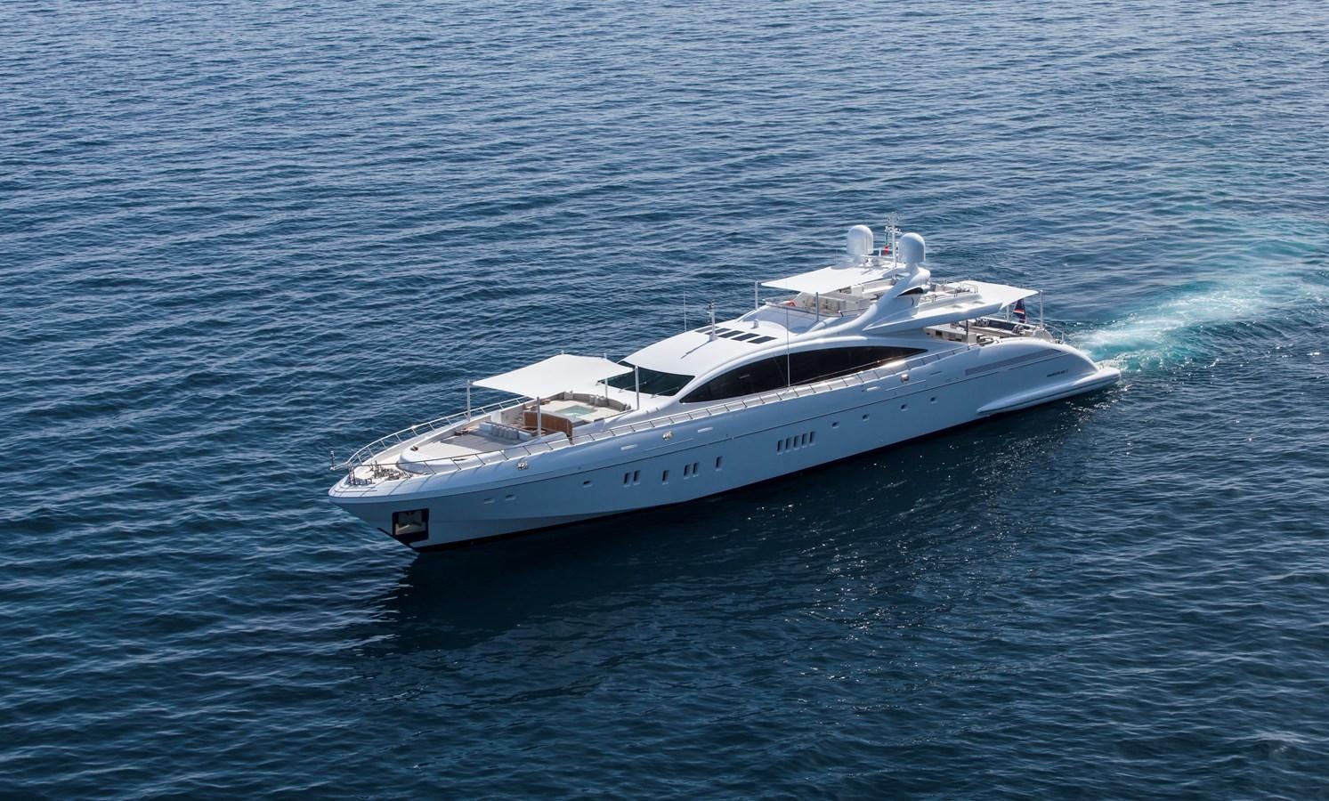 a white yacht in the water aboard APRICITY Yacht for Sale