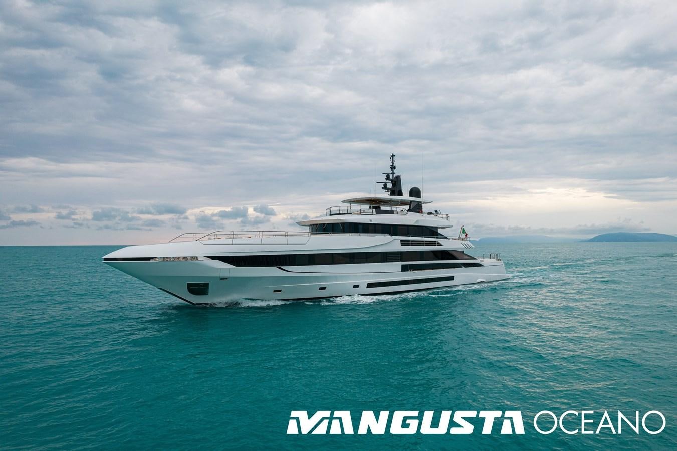 a white yacht in the water aboard MANGUSTA OCEANO 50/06 Yacht for Sale