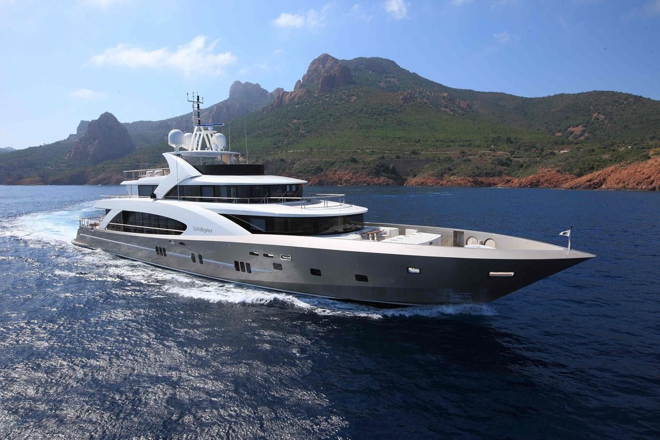a white yacht on the water aboard LA PELLEGRINA 1 Yacht for Sale